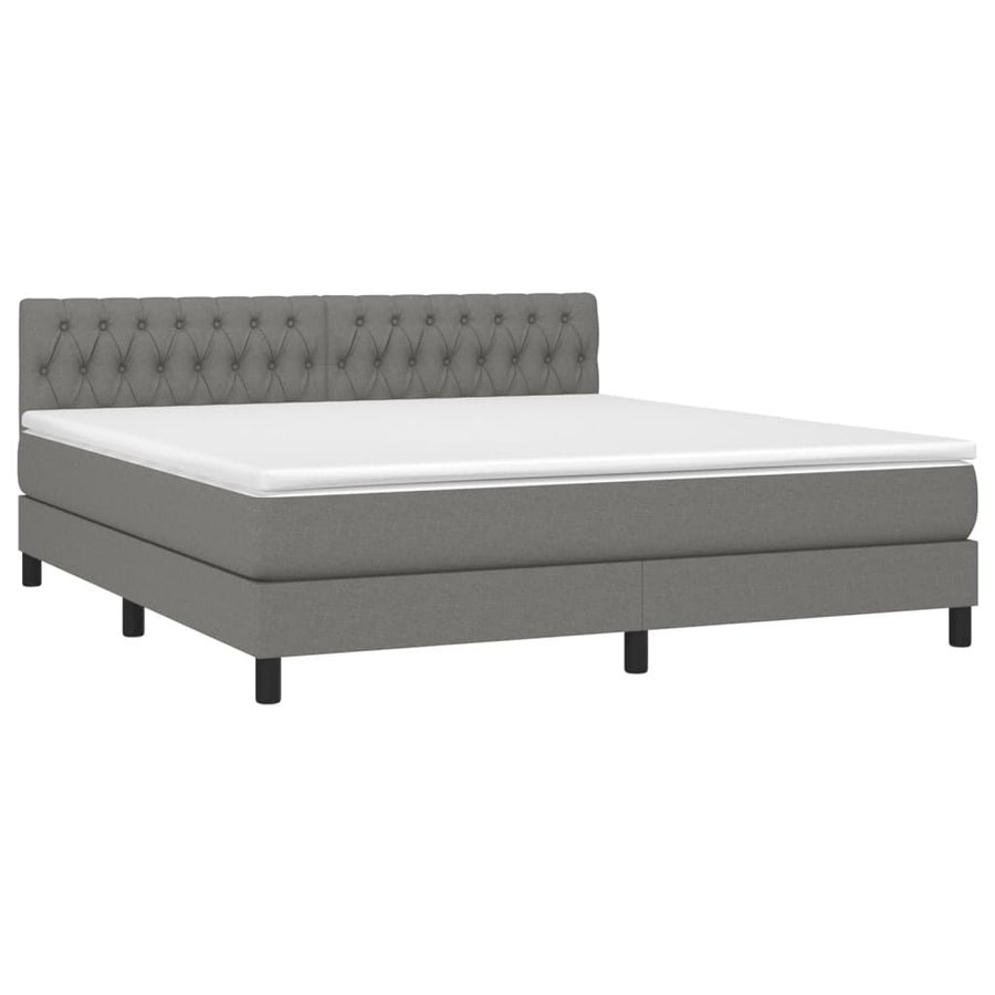 Boxspring Met Matras En Led Stof Donkergrijs 180 x 200 cm Getuft ontwerp