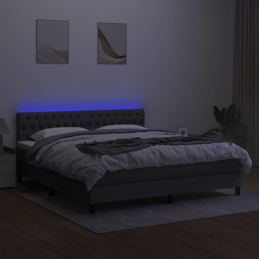 Boxspring Met Matras En Led Stof Donkergrijs 180 x 200 cm Getuft ontwerp