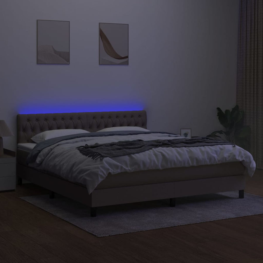 Boxspring met matras en LED stof taupe 180x200 cm 180 x 200 cm Taupe
