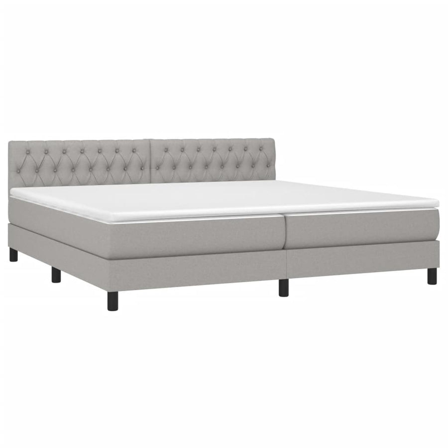 Boxspring Met Matras En Led Stof Lichtgrijs 200 x 200 cm Getuft ontwerp