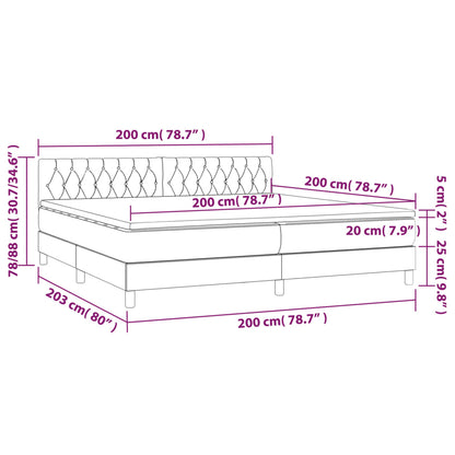 Boxspring Met Matras En Led Stof Lichtgrijs 200 x 200 cm Getuft ontwerp