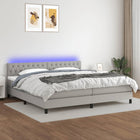 Boxspring 200x200 cm lichtgrijs met matras en LED