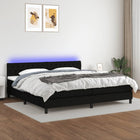 Boxspring Met Matras En Led Stof Zwart 200 x 200 cm Getuft ontwerp