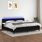 Boxspring 200x200 cm zwart met matras en LED