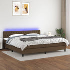 Boxspring Met Matras En Led Stof Donkerbruin 200X200 Cm 200 x 200 cm Getuft ontwerp