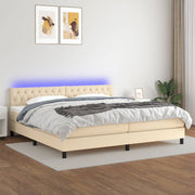 Boxspring met matras LED crèmekleurig 200x200 cm