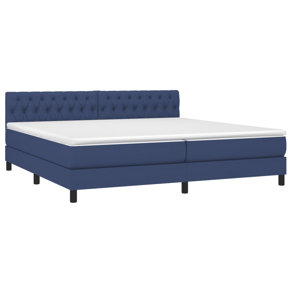 Boxspring Met Matras En Led Stof Blauw 200 x 200 cm Getuft ontwerp