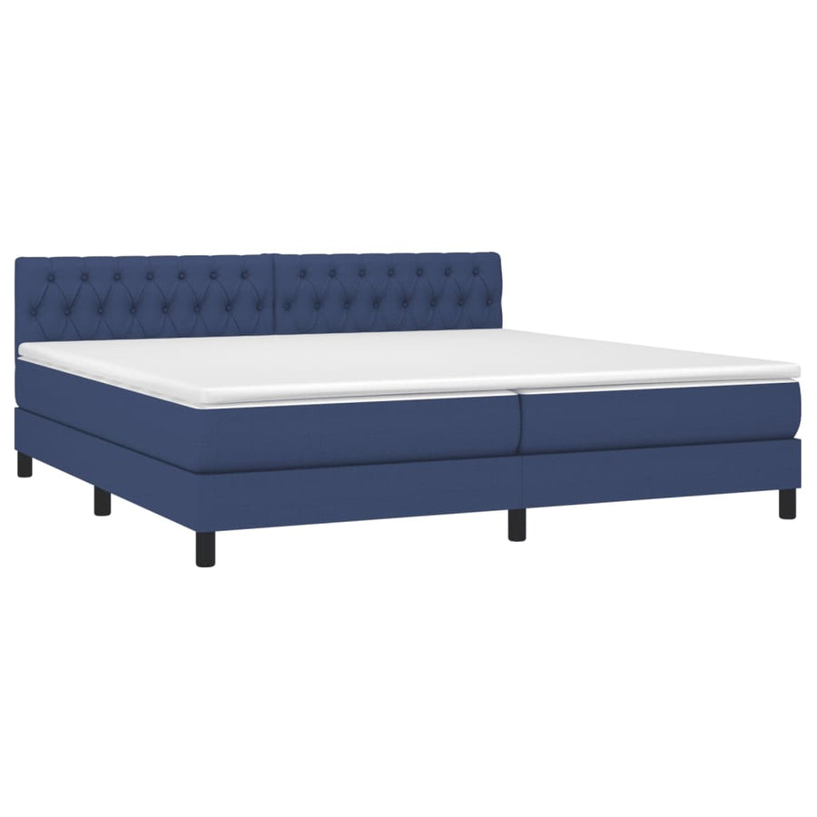 Boxspring Met Matras En Led Stof Blauw 200 x 200 cm Getuft ontwerp
