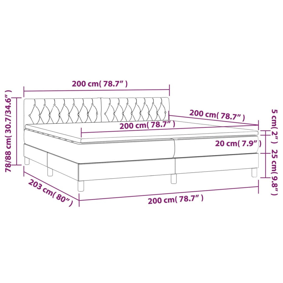 Boxspring Met Matras En Led Stof Blauw 200 x 200 cm Getuft ontwerp