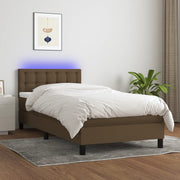 Boxspring 80x200 cm donkerbruin met matras en LED