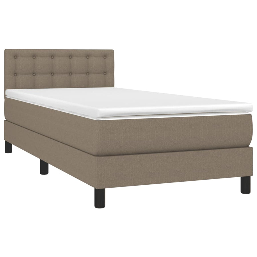 Boxspring met matras en LED stof taupe 80x200 cm 80 x 200 cm Knopen