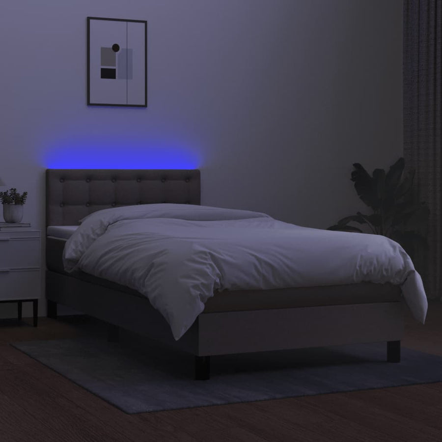Boxspring met matras en LED stof taupe 80x200 cm 80 x 200 cm Knopen