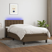 Boxspring met matras en LED 80x200 cm donkerbruin