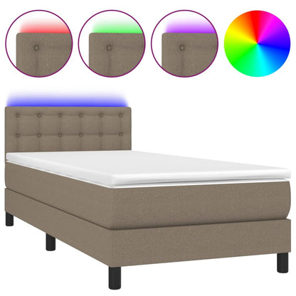 Boxspring met matras en LED stof taupe 80x200 cm 90 x 200 cm Taupe