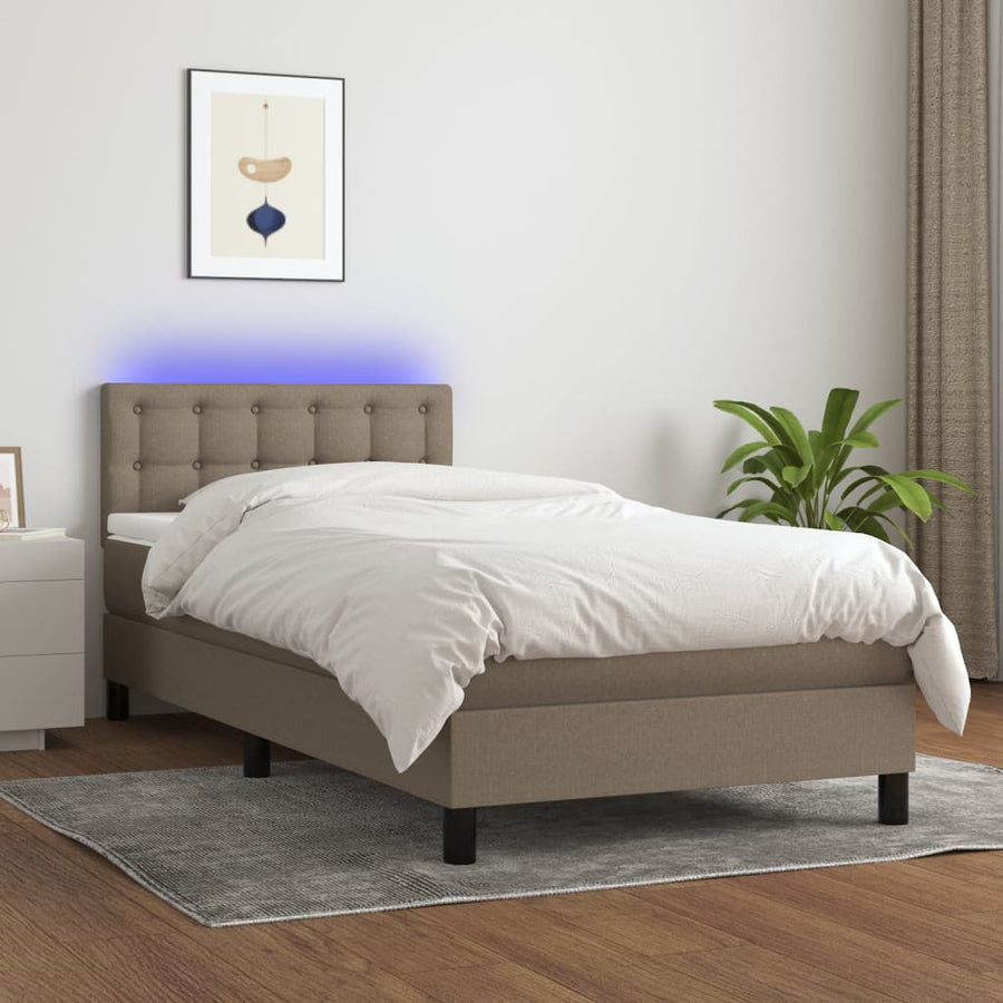 Boxspring met matras en LED stof taupe 80x200 cm 90 x 200 cm Taupe
