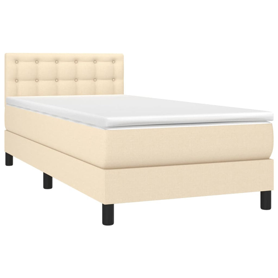 Boxspring met matras en LED stof crèmekleurig 80x200 cm 90 x 200 cm Knopen