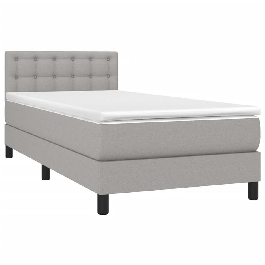 Boxspring Met Matras En Led Stof Lichtgrijs 100 x 200 cm Knopen