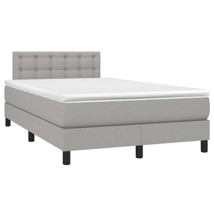 Boxspring Met Matras En Led Stof Lichtgrijs 120 x 200 cm Knopen