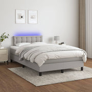Boxspring 120x200 cm lichtgrijs met matras en LED