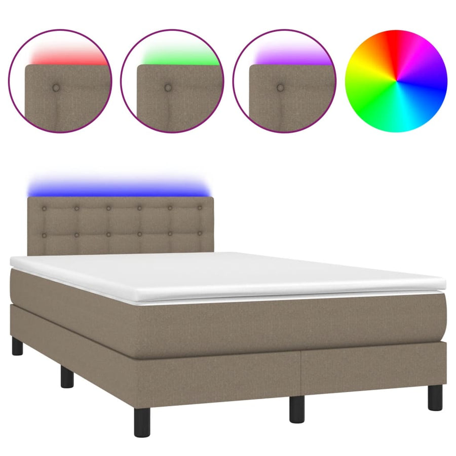 Boxspring met matras en LED stof taupe 120x200 cm