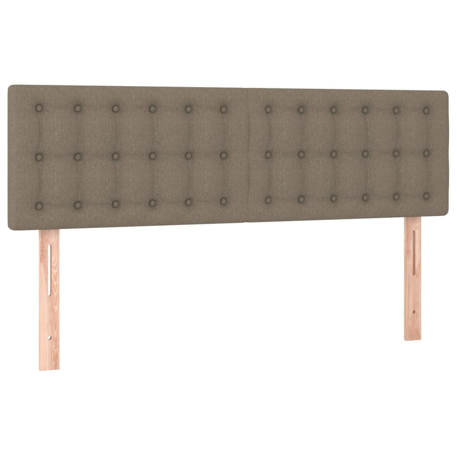 Boxspring met matras en LED stof taupe 140x190 cm 140 x 190 cm Knopen