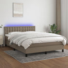 Boxspring met matras en LED stof taupe 140x190 cm 140 x 190 cm Knopen