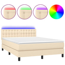 Boxspring met matras en LED stof crèmekleurig 140x200 cm 140 x 200 cm Crème