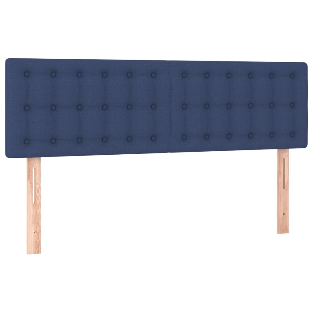 Boxspring Met Matras En Led Stof Blauw 140 x 200 cm Knopen