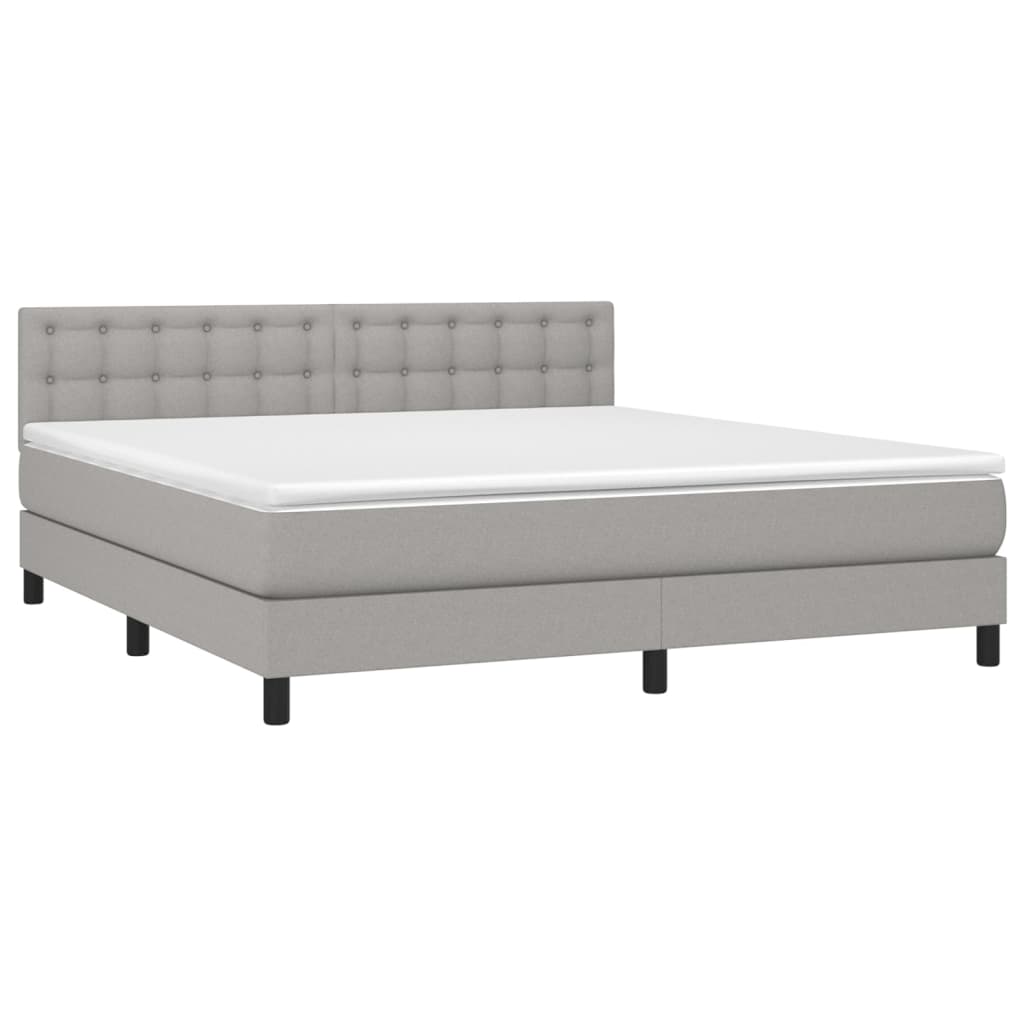 Boxspring Met Matras En Led Stof Lichtgrijs 160 x 200 cm Knopen