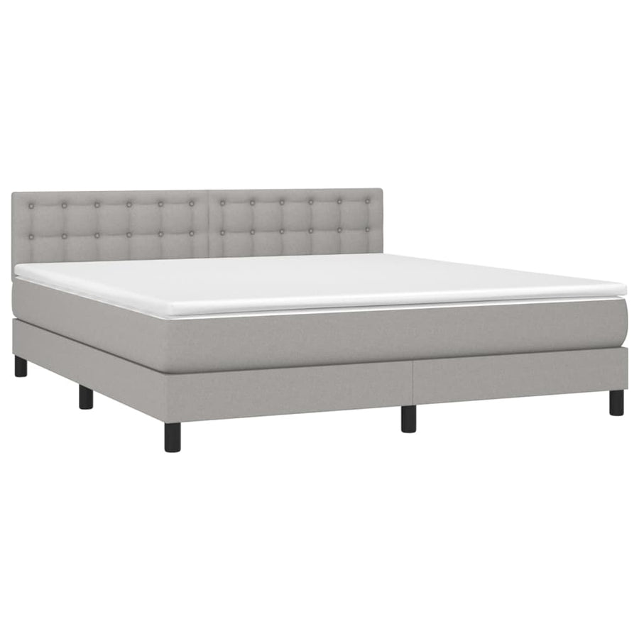 Boxspring Met Matras En Led Stof Lichtgrijs 160 x 200 cm Knopen