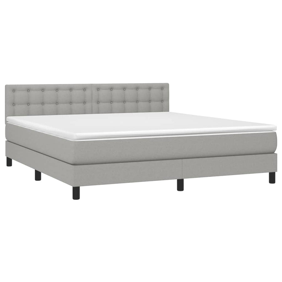 Boxspring Met Matras En Led Stof Lichtgrijs 180 x 200 cm Knopen