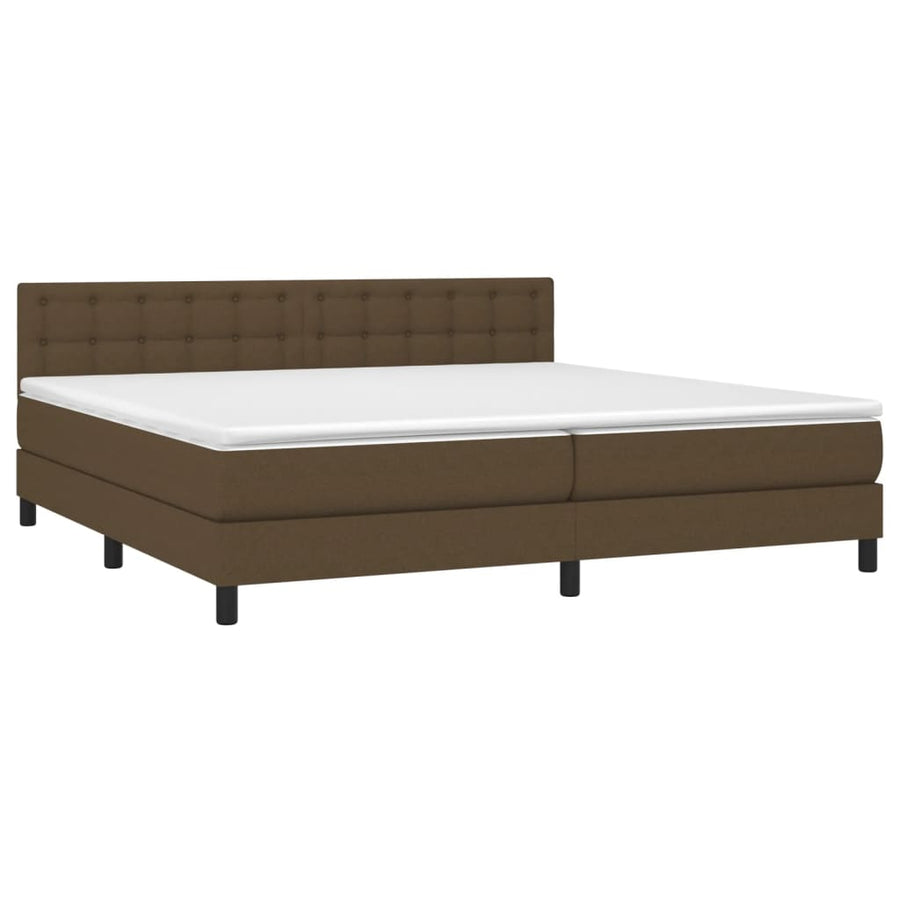 Boxspring met matras en LED stof donkerbruin 200x200 cm