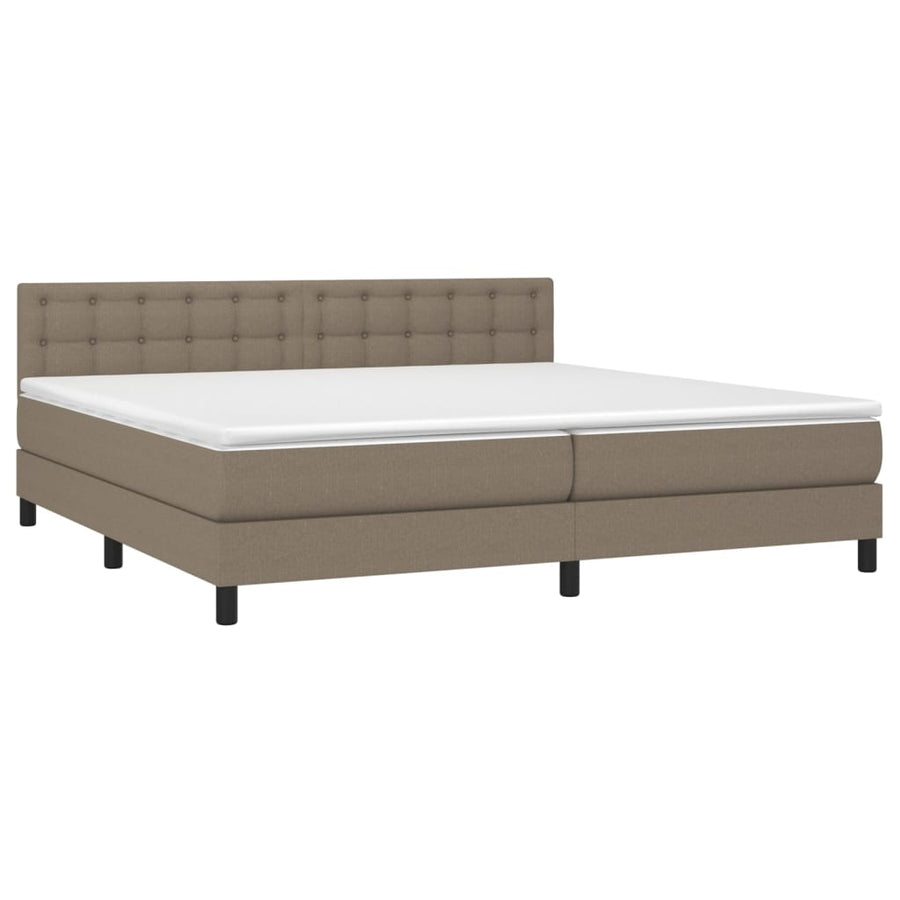 Boxspring Met Matras En Led Stof Taupe 200X200 Cm Taupe 200 x 200 cm Knopen