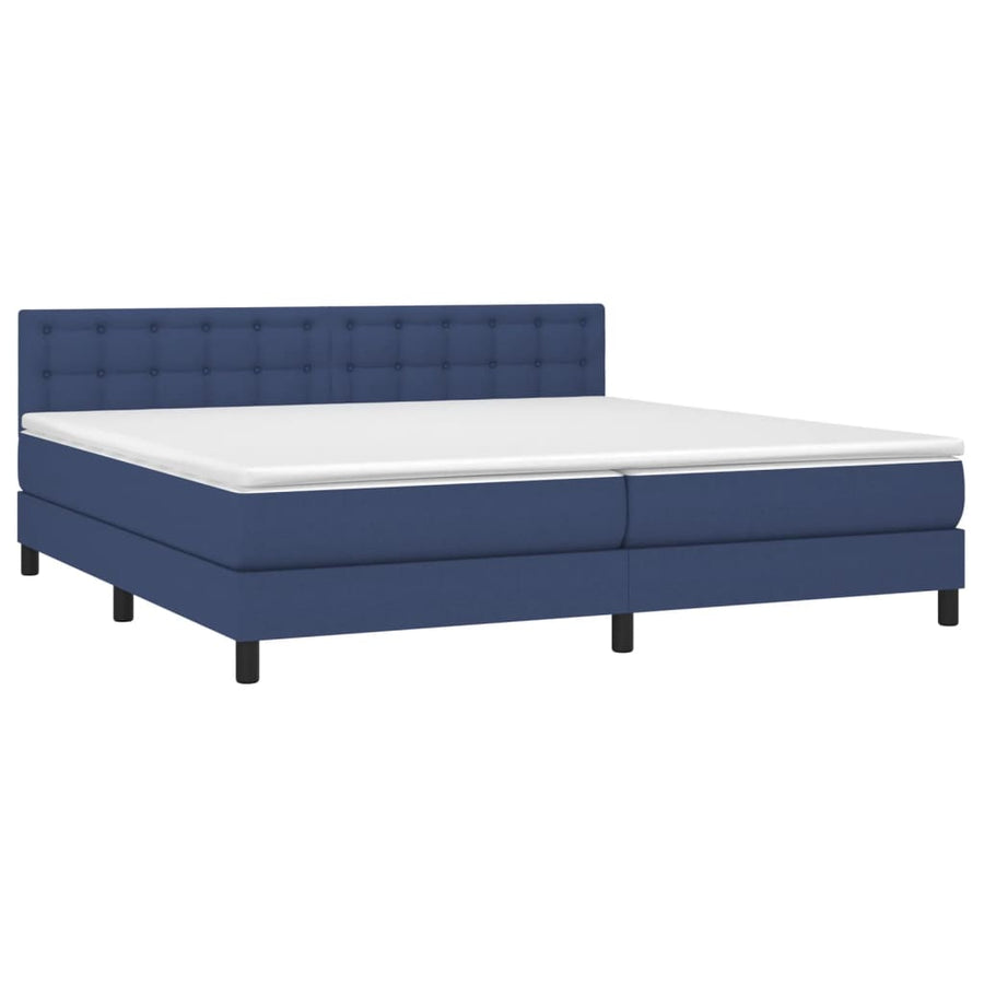 Boxspring Met Matras En Led Stof Blauw 200 x 200 cm Knopen