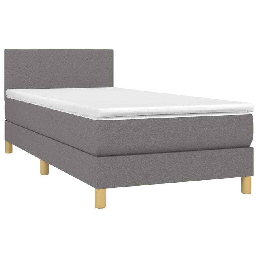 Boxspring met matras en LED stof donkergrijs 80x200 cm 80 x 200 cm Donkergrijs