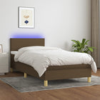 Boxspring Met Matras En Led Stof Donkerbruin 80 x 200 cm Effen ontwerp