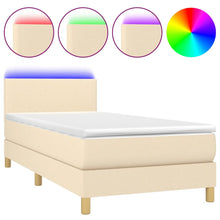 Boxspring met matras en LED stof crèmekleurig 90x190 cm