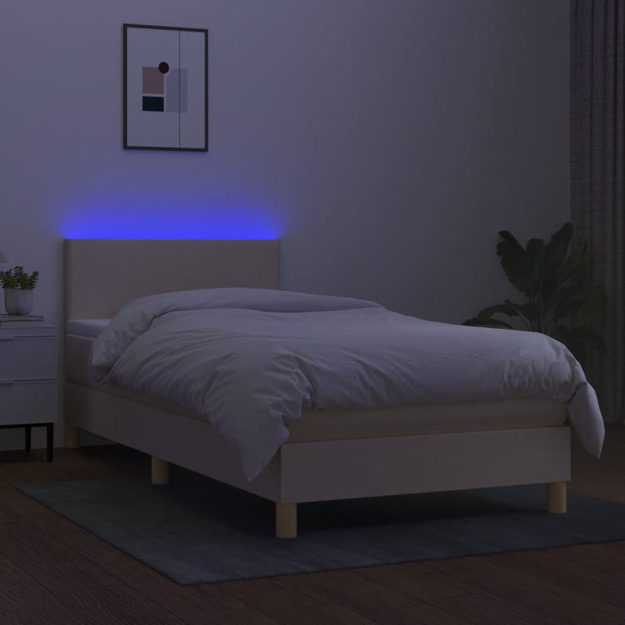 Boxspring met matras en LED stof crèmekleurig 80x200 cm 90 x 200 cm Crème