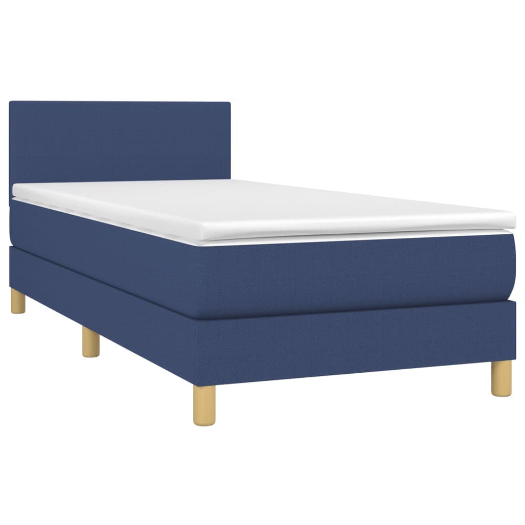 Boxspring met matras en LED stof blauw 90x200 cm 90 x 200 cm Blauw
