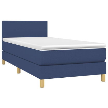 Boxspring met matras en LED stof blauw 90x200 cm 90 x 200 cm Blauw