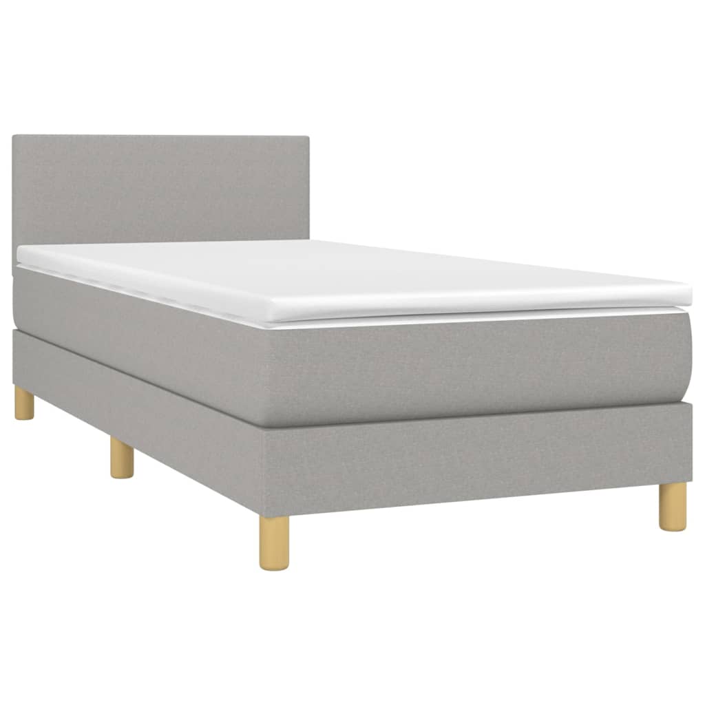 Boxspring met matras en LED stof lichtgrijs 100x200 cm 100 x 200 cm Lichtgrijs