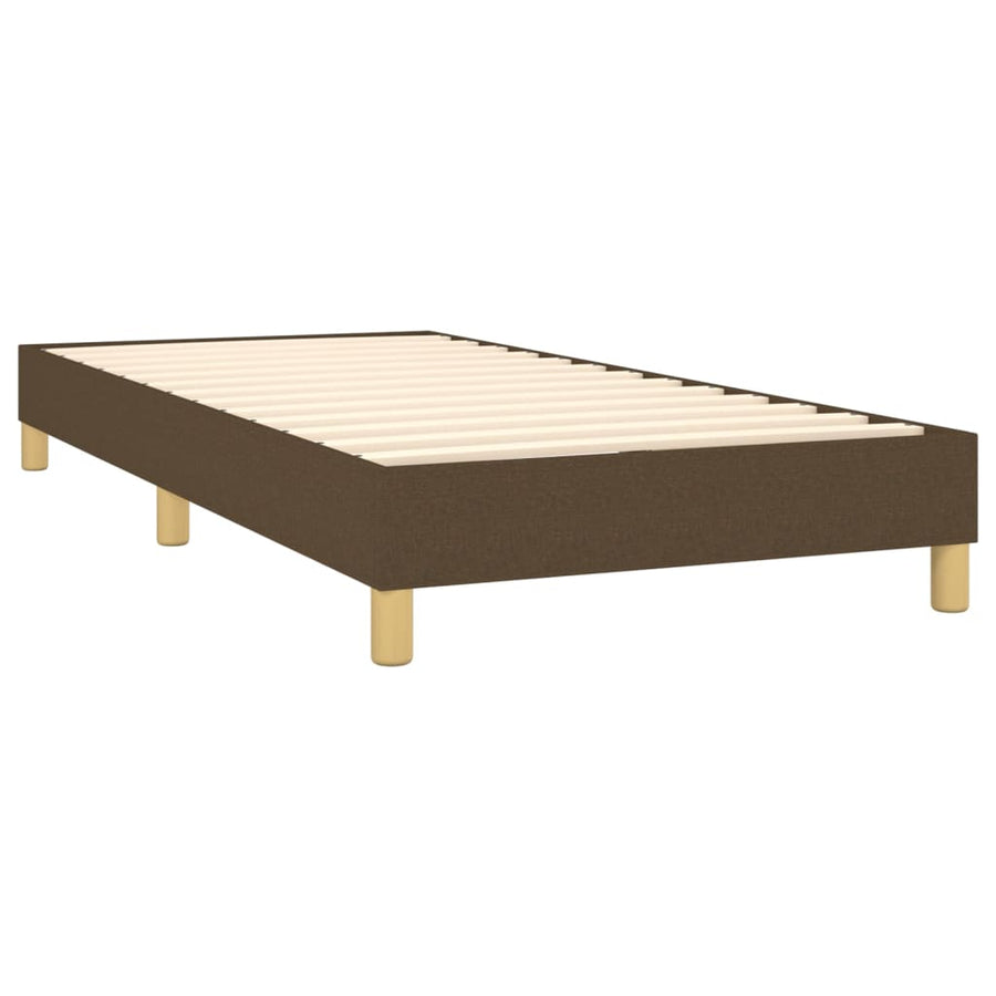 Boxspring met matras en LED stof donkerbruin 100x200 cm 100 x 200 cm Effen ontwerp