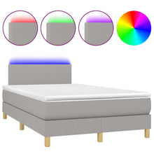 Boxspring met matras en LED stof lichtgrijs 120x200 cm 120 x 200 cm Effen ontwerp