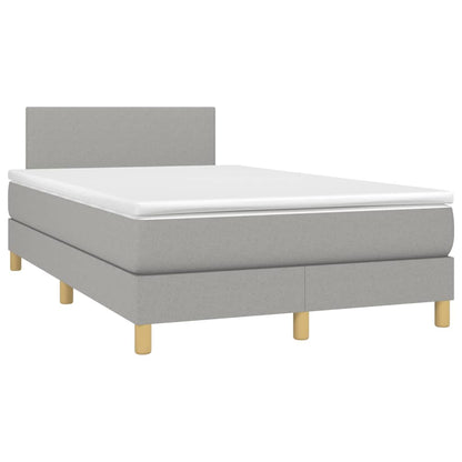 Boxspring met matras en LED stof lichtgrijs 120x200 cm 120 x 200 cm Effen ontwerp