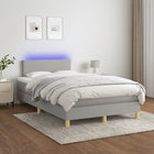 Boxspring met matras en LED stof lichtgrijs 120x200 cm 120 x 200 cm Effen ontwerp