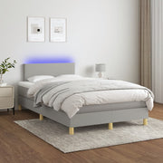 Boxspring met matras LED 120x200 cm lichtgrijs