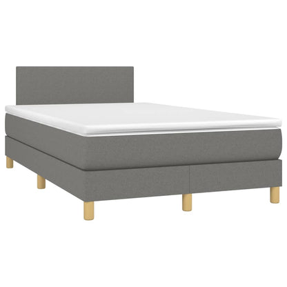 Boxspring met matras en LED stof donkergrijs 120x200 cm 120 x 200 cm Effen ontwerp