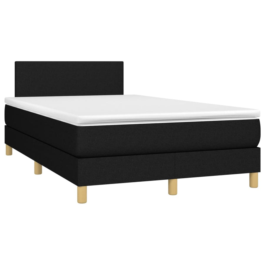 Boxspring met matras en LED stof zwart 120x200 cm 120 x 200 cm Effen ontwerp