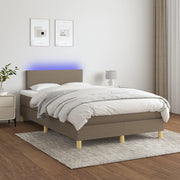 Boxspring 120x200 cm taupe met matras en LED
