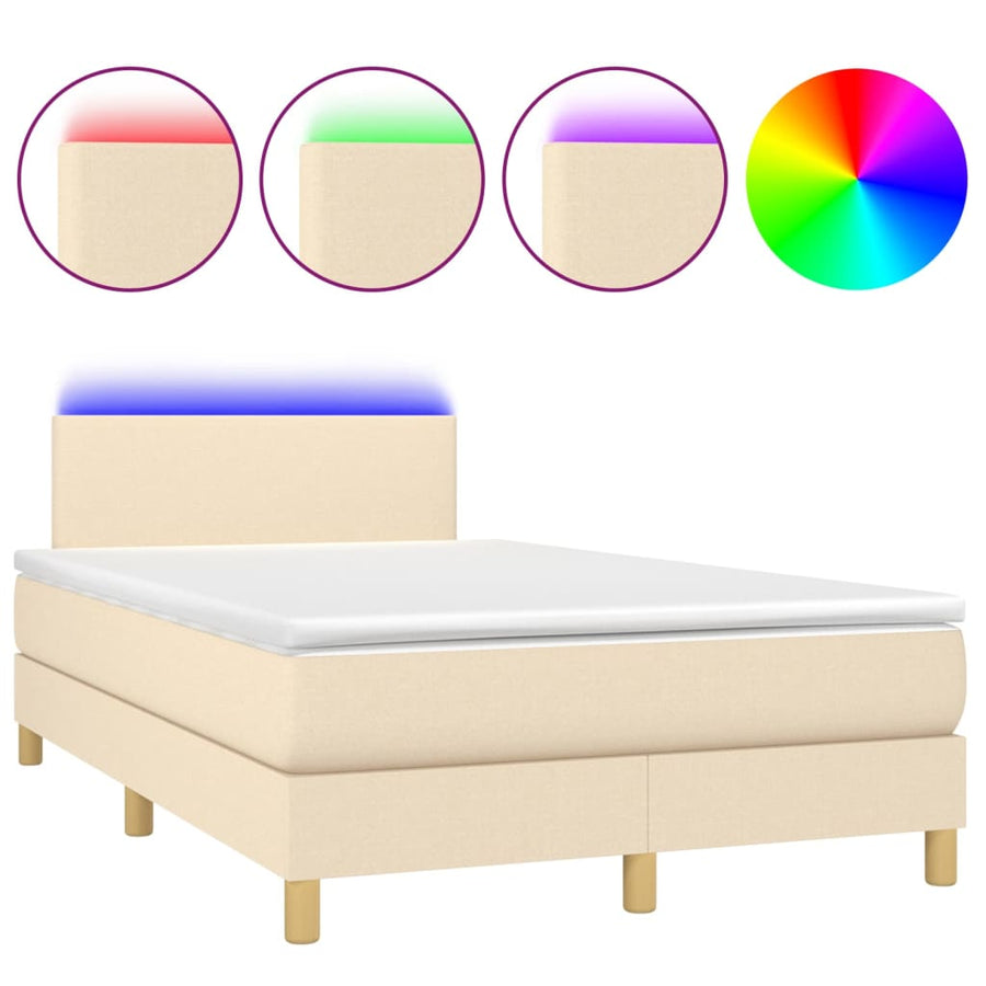 Boxspring met matras en LED stof crèmekleurig 120x200 cm